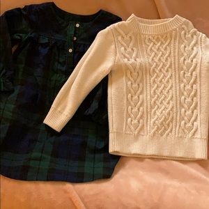 Crewcuts white sweater and plaid nightgown